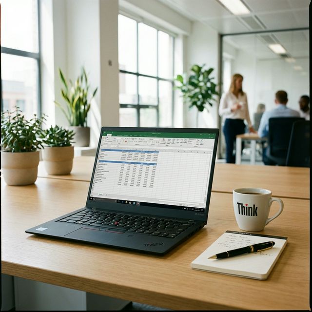 Professional ThinkPad laptop on a clean office desk